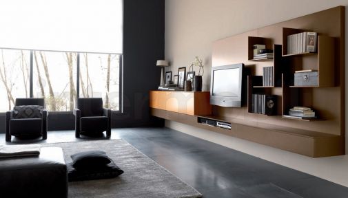 Подвесная стенка от Bimax с оригинальными книжными полками