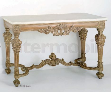 Прямоугольная консоль с декорированными ножками и с белой столешницей