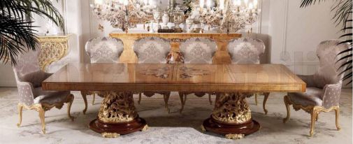 Прямоугольный стол и стулья для гостиной из коллекции Hermes