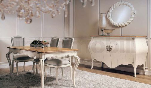 Прямоугольный стол со стульями и комодом коллекции Living Bianco