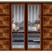 Шкаф для спальной с зеркальными дверцами.