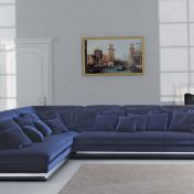 Синий угловой диван