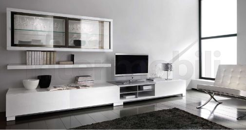 Состав для гостиной комнаты NESTOS в белом лаке