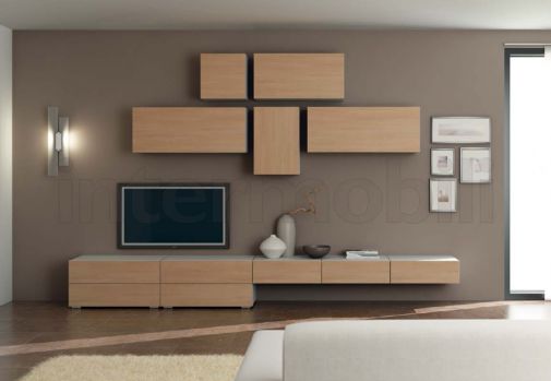 Современная стенка из светлого дерева