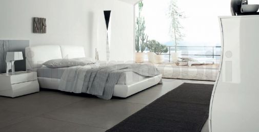 Спальный набор от Bimax с двуспальной кроватью SOFT в белой коже