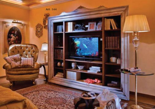 Стеллаж для хранения книг с местом для установки телевизора