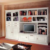 Стенка для гостиной в классическом стиле в белом лаке