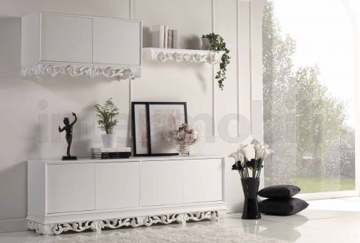 Стенка для гостиной в благородном белом