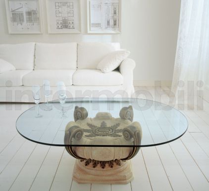 Столик с овальной столешницей из стекла от фабрики Tonin Casa