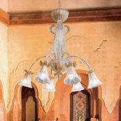 Люстра из белого и желтого стекла