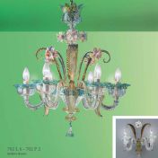 Люстра подвесная из цветного стекла