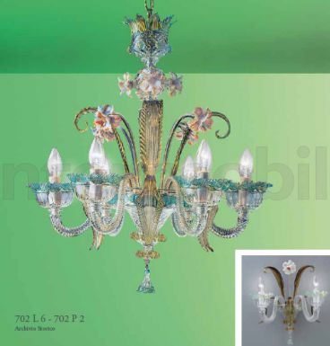 Люстра подвесная из цветного стекла