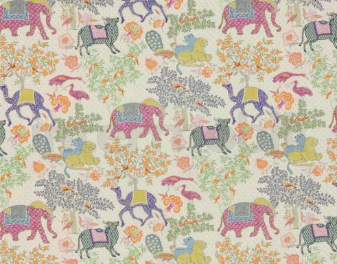 Ткань LE JARDIN DE MYSORE с изображением экзотических животных