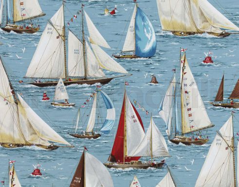 Ткань REGATES с изображением стильных парусников