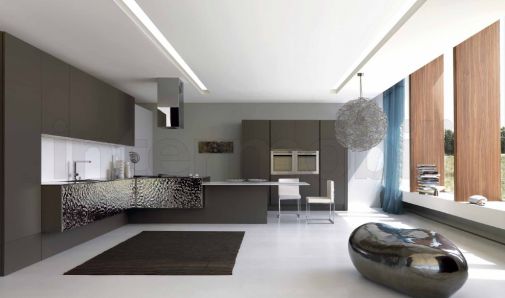 Угловая кухня Сontempora со стальным фасадом