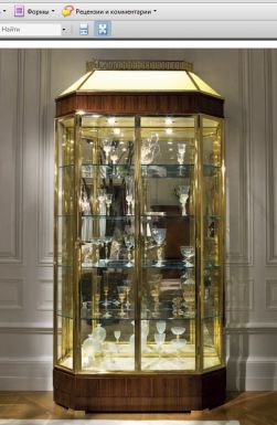 Витрина с золотыми рамами