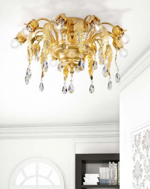 Яркая желтая потолочная люстра